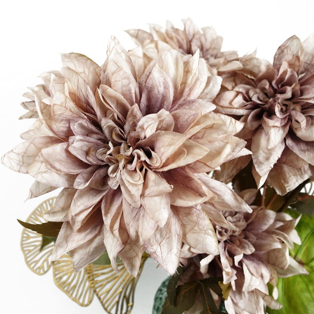 Artificial Pack of 6 x 55cm Dahlia Flower Stem - Dusty Pink - Premium Quality