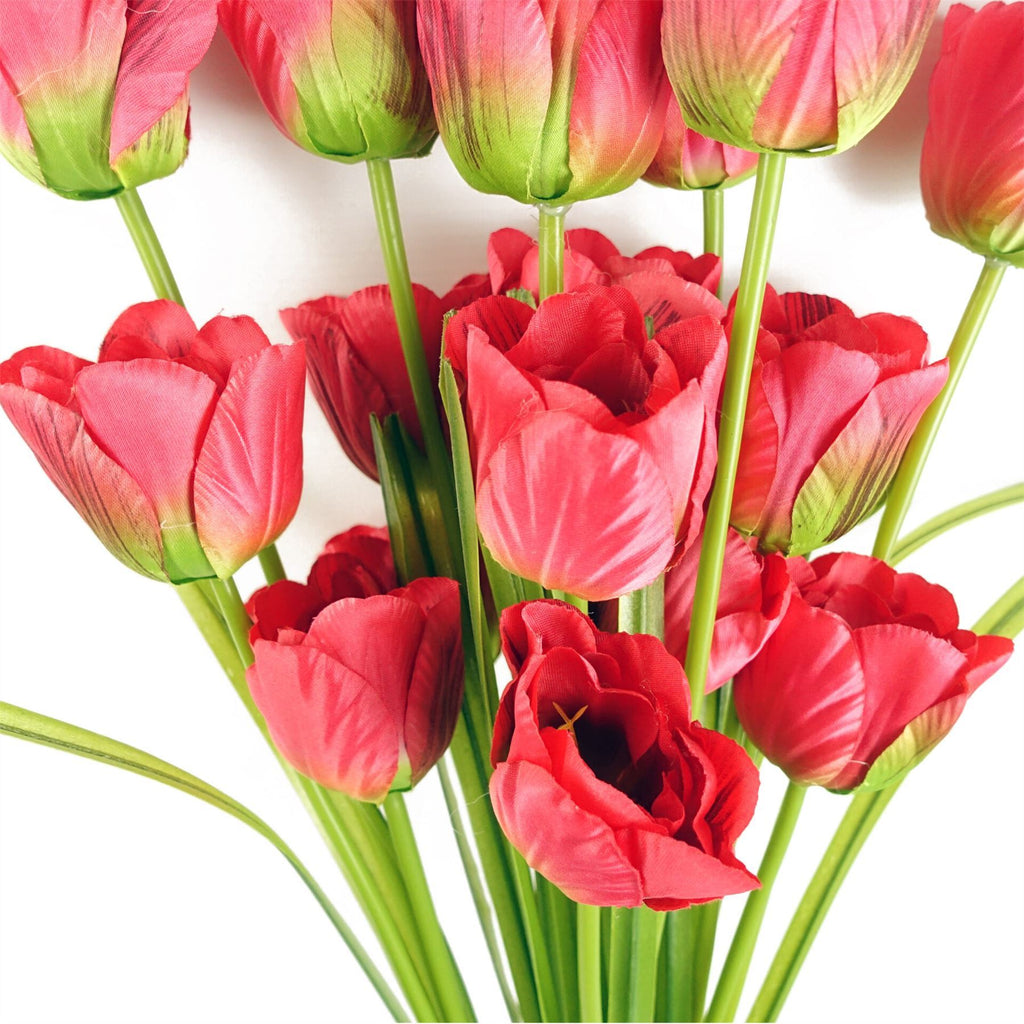 Pack of 6 x 80cm Artificial Tulip Red Stem - Premium Quality
