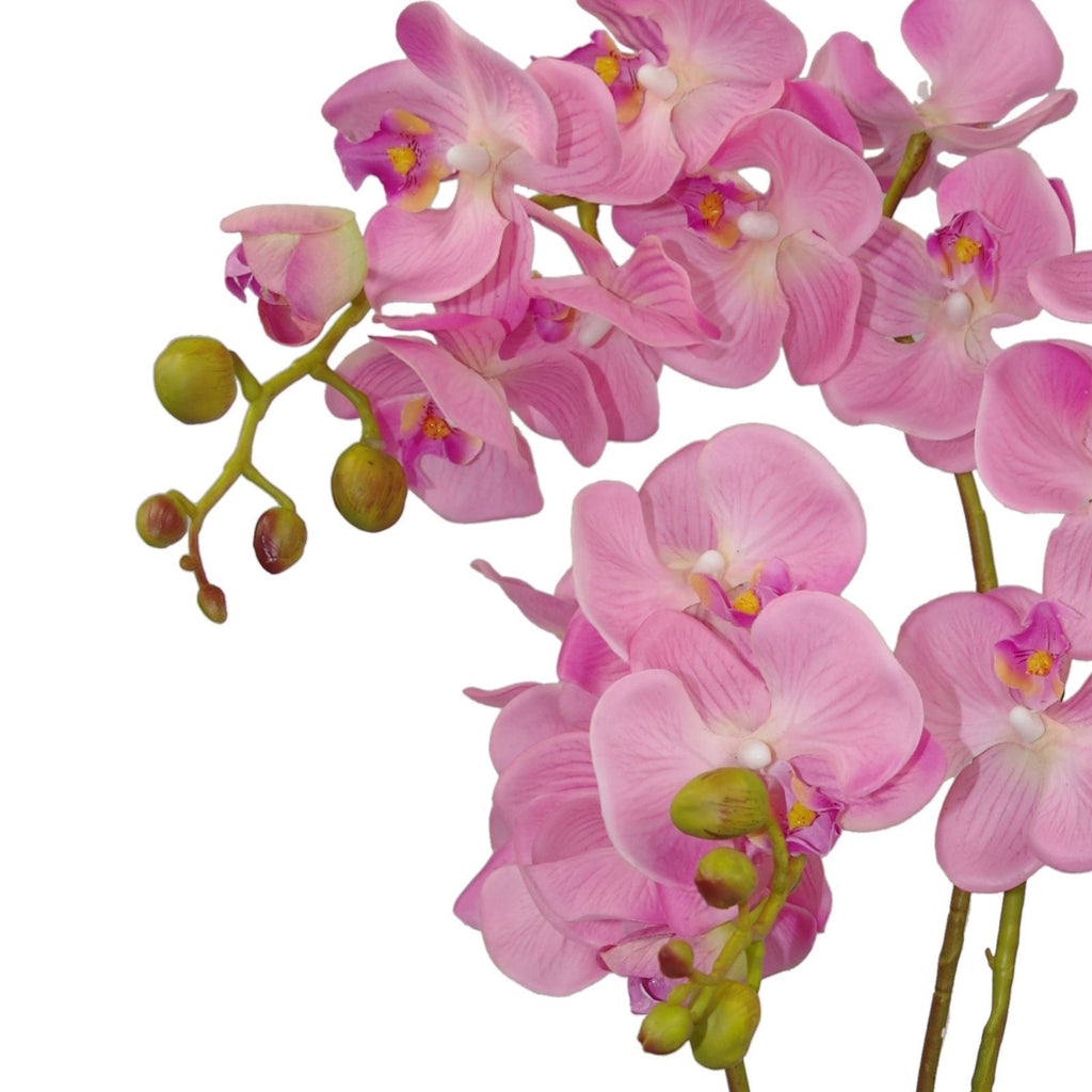 Large Artificial Orchids Display with XL Metal Bowl Planter 70x70cm - Premium Quality