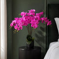 85cm Artificial Deluxe Bush Orchid - Dark Pink with Black Pot - Premium Quality
