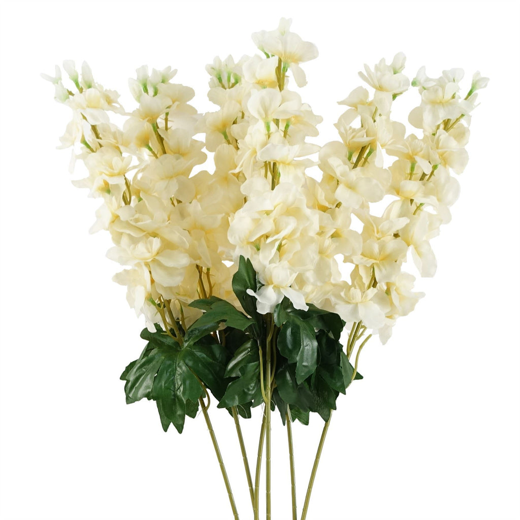 Pack of 6 x 75cm Delphinium Cream Artificial Stem - Premium Quality
