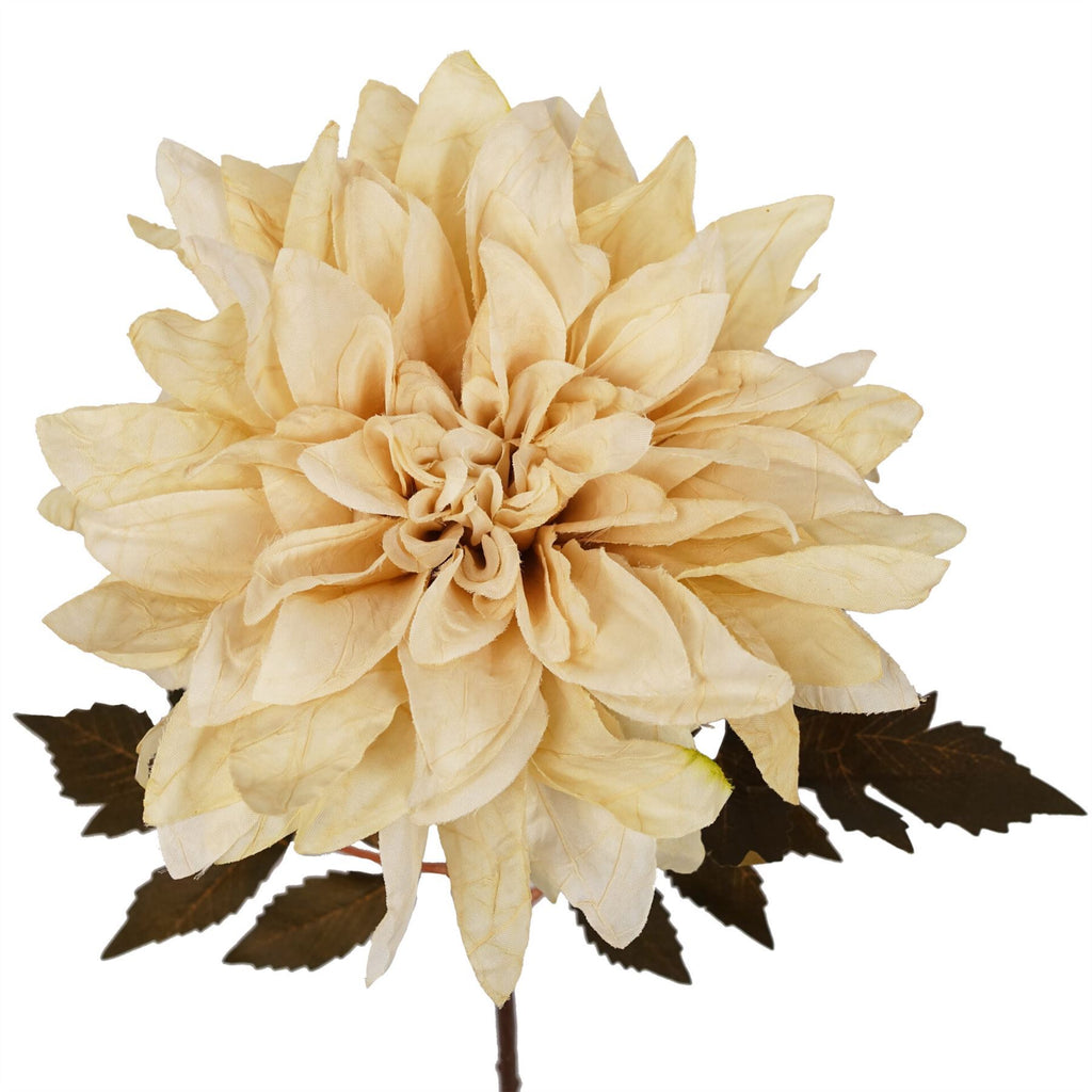 Artificial Pack of 6 x 55cm Dahlia Flower Stem - Dusty Cream - Premium Quality