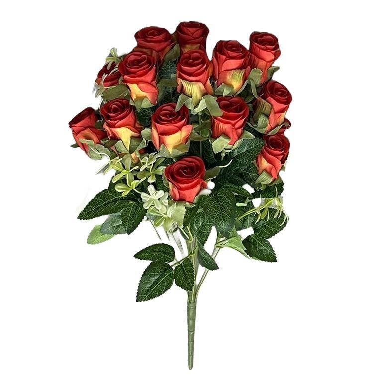 Pack of 6 x 52cm Artificial Red Rose Bunch - Premium Quality