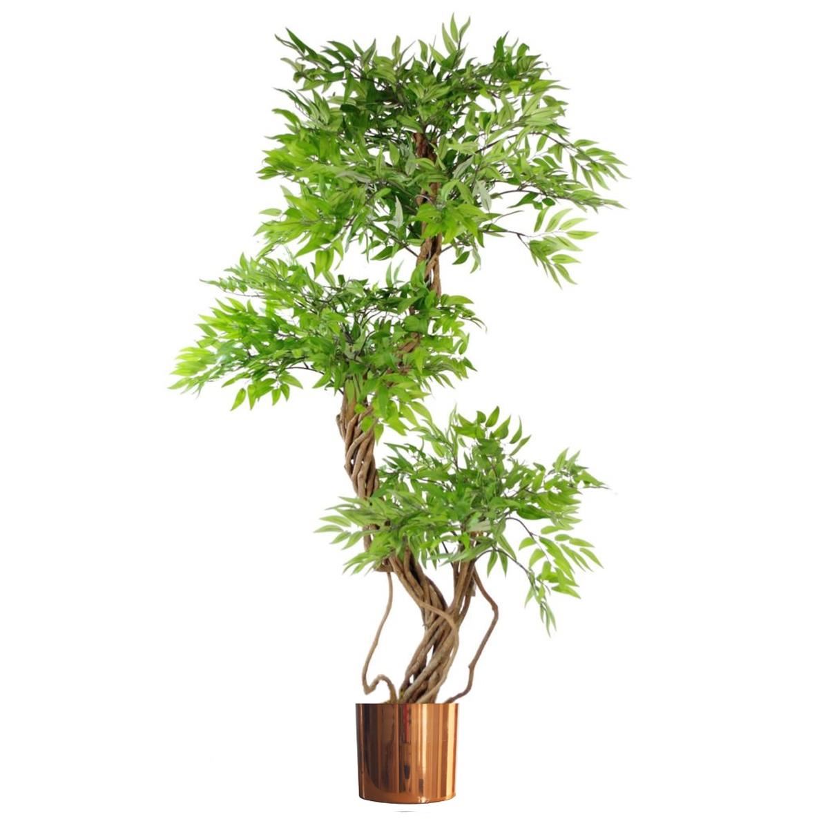 140cm Botanik Realistic Artificial Japanese Fruticosa Ficus Tree, Green Copper - Premium Quality