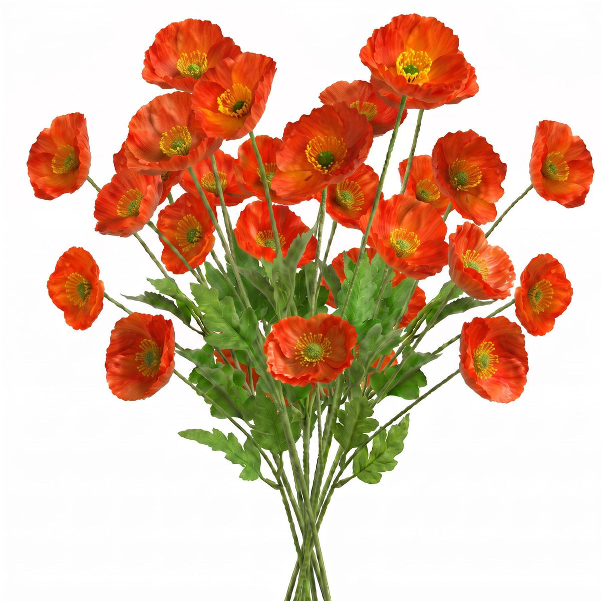 Faux Poppy Flower Sprays, 60cm with 4 Blooms - Set of 6