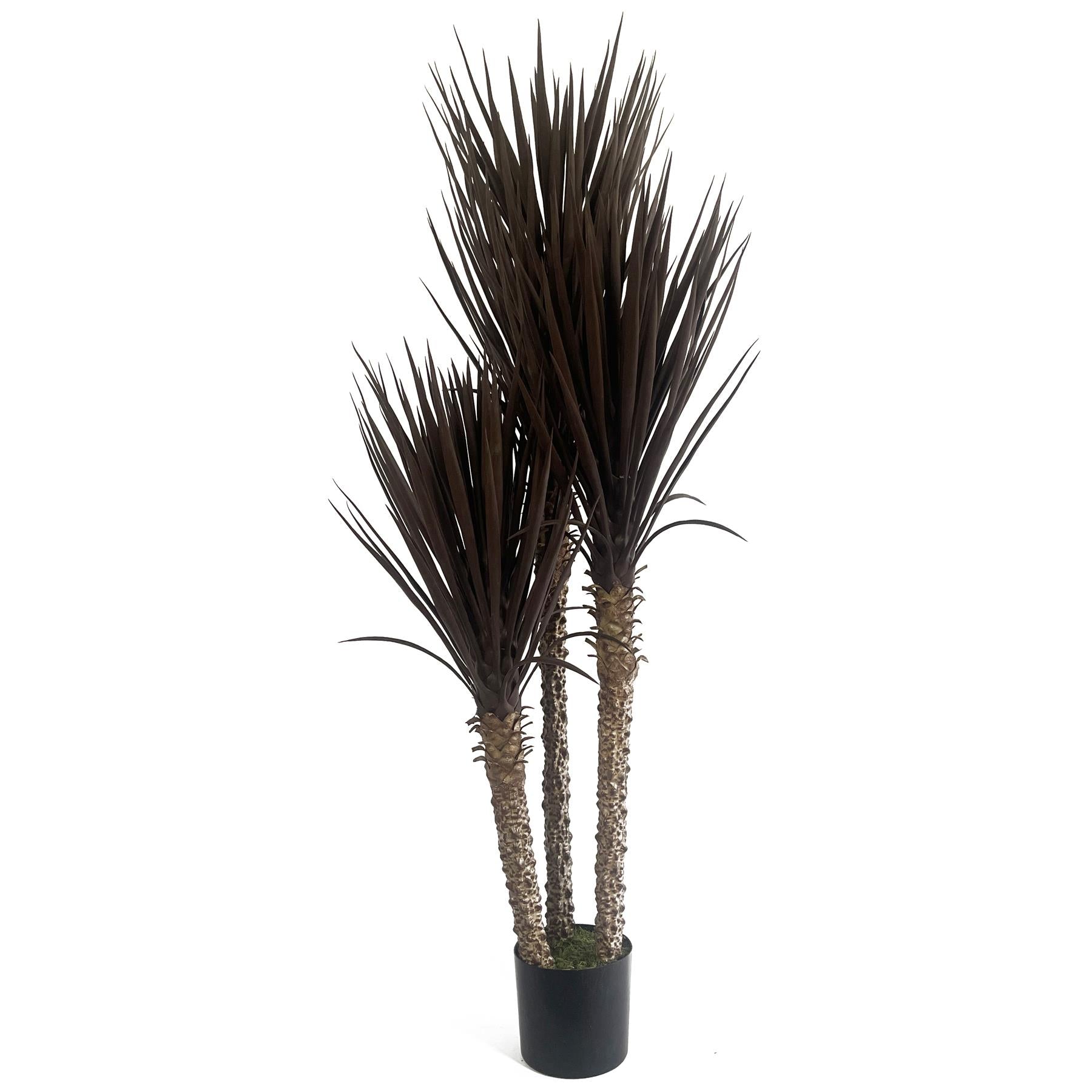 155cm Artificial Yukka Tree Plant Spiky UV Resistant Outdoor Tree Triple Dark Red and Brown