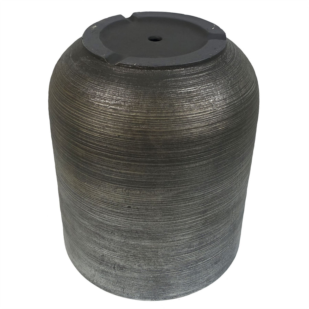 39cm x 33cm Coya Silver Ridged Planter Large Composite Plant Pot - Premium Quality