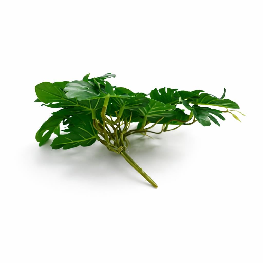 25cm Artificial Realistic Monstera Stem Plant - Dark Green - Premium Quality
