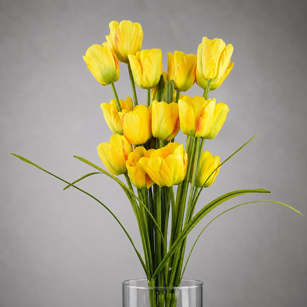 Pack of 6 x 80cm Artificial Tulip Yellow Stem - Premium Quality
