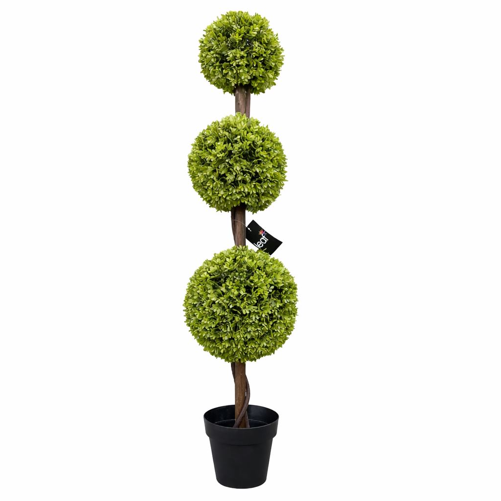120cm Artificial Green Triple Ball Topiary Tree - Premium Quality