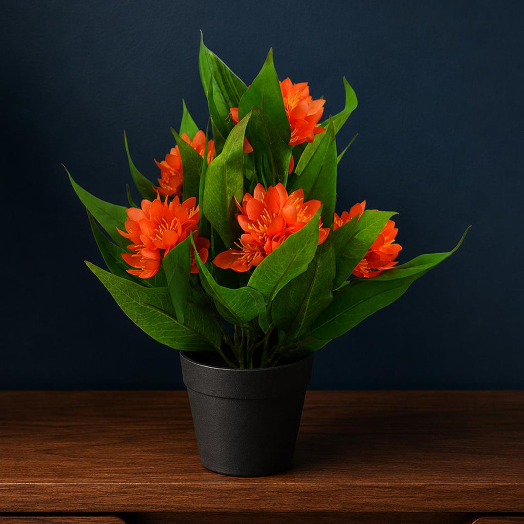 18cm Artificial Freesia Plant Orange Flowering - Premium Quality