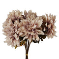 Artificial Pack of 6 x 55cm Dahlia Flower Stem - Dusty Pink - Premium Quality