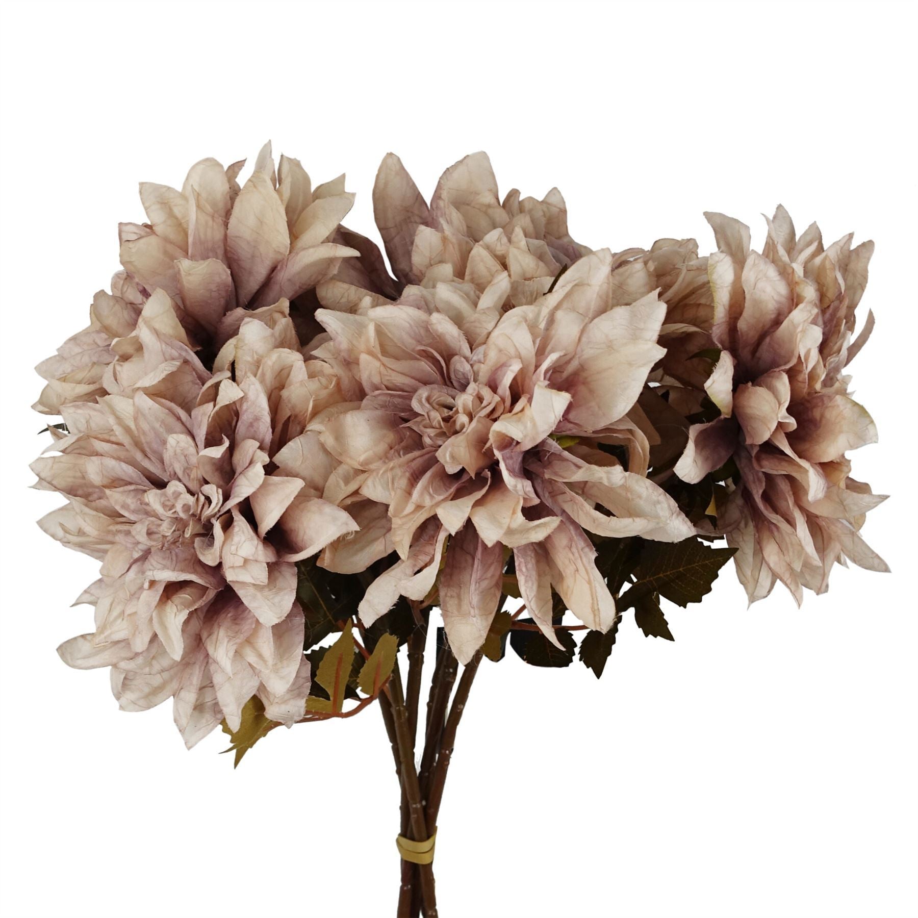 Artificial Pack of 6 x 55cm Dahlia Flower Stem - Dusty Pink - Premium Quality