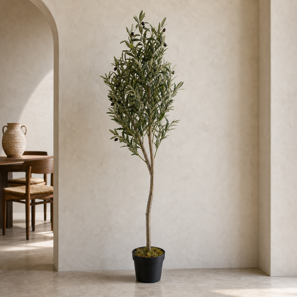 180cm Artificial Natural Look Olive Tree with Wooden Trunk - Premium Quality
