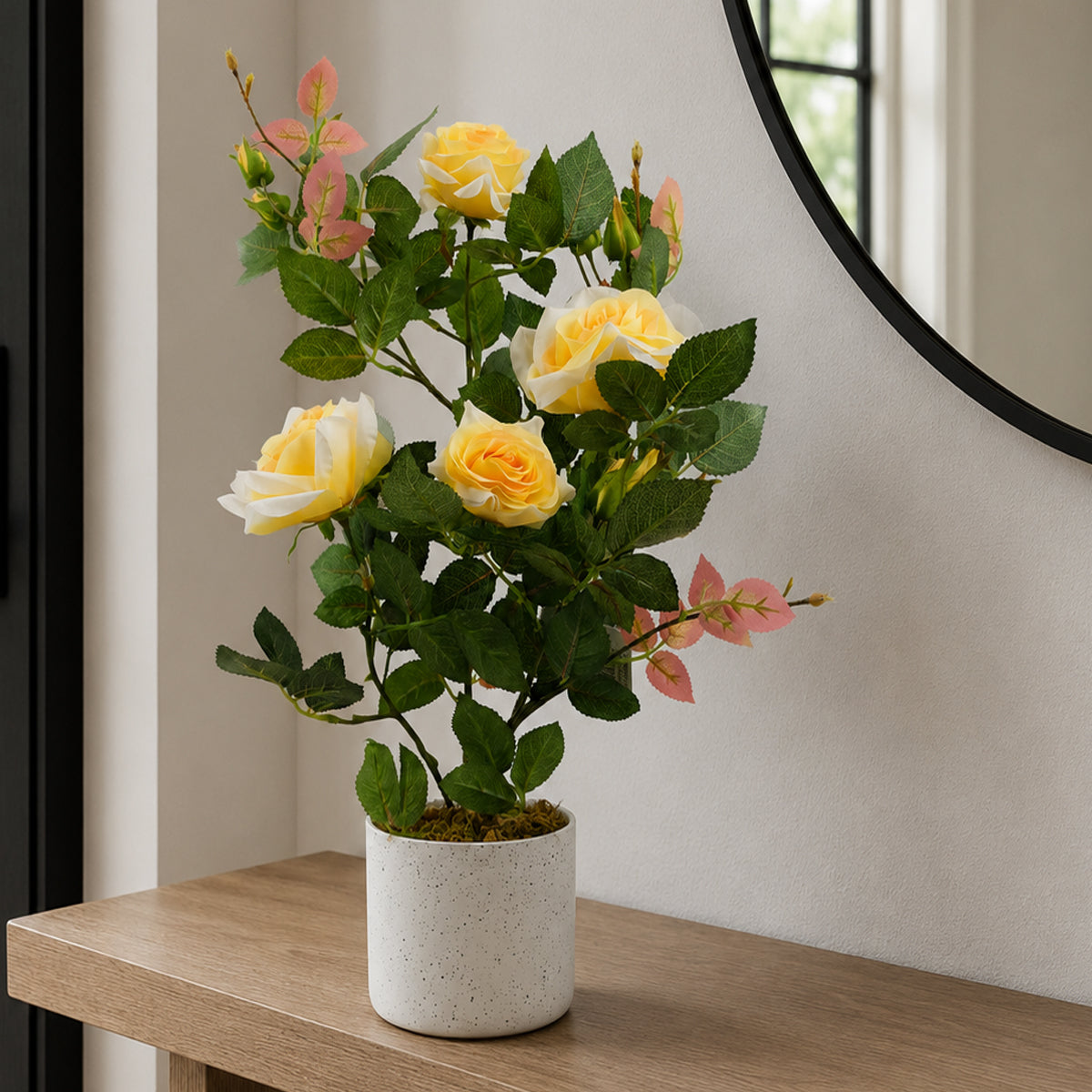 50cm Artificial Yellow Rose Plant - Premium Quality