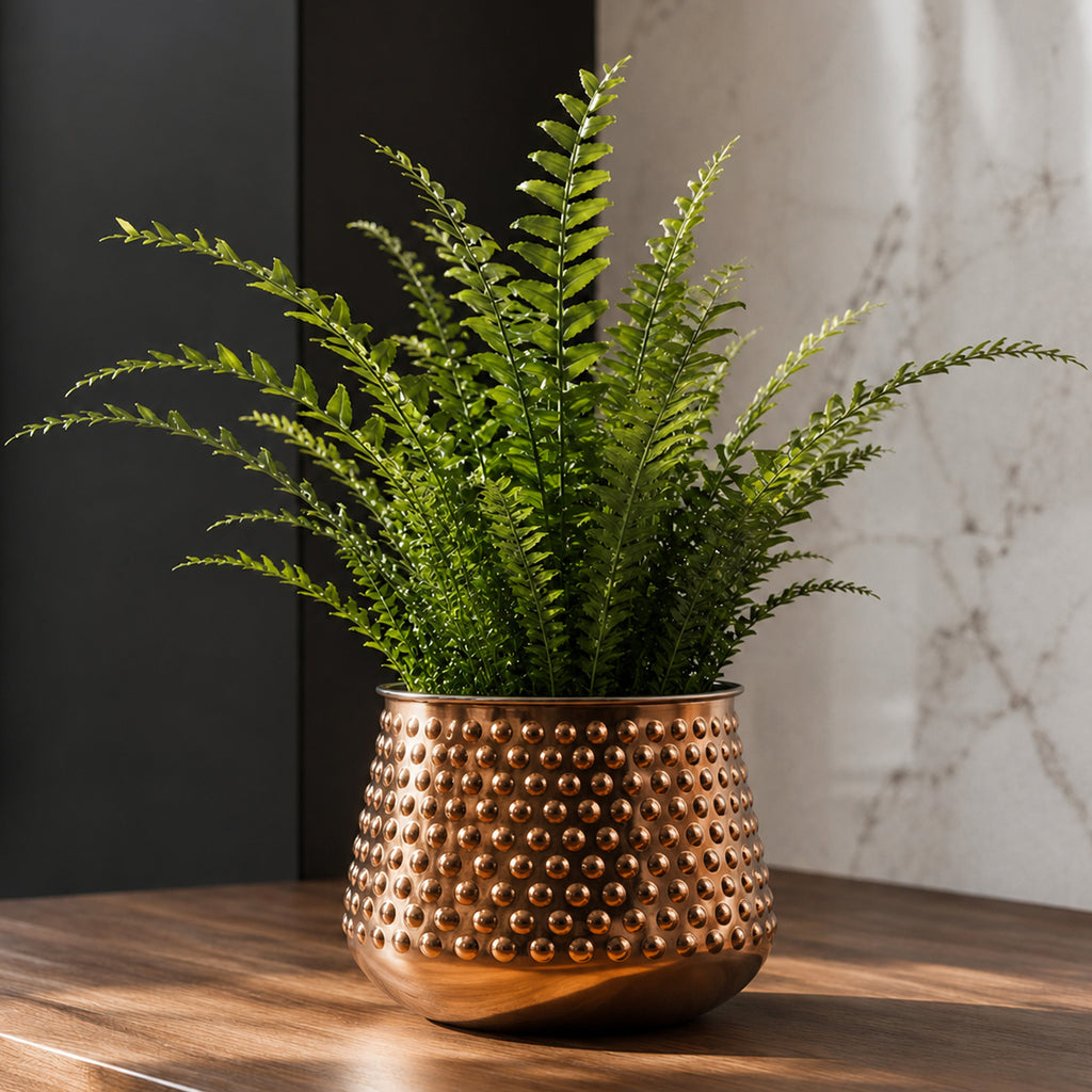 18cm Antique Copper Metal Planter by Botanik - Premium Quality