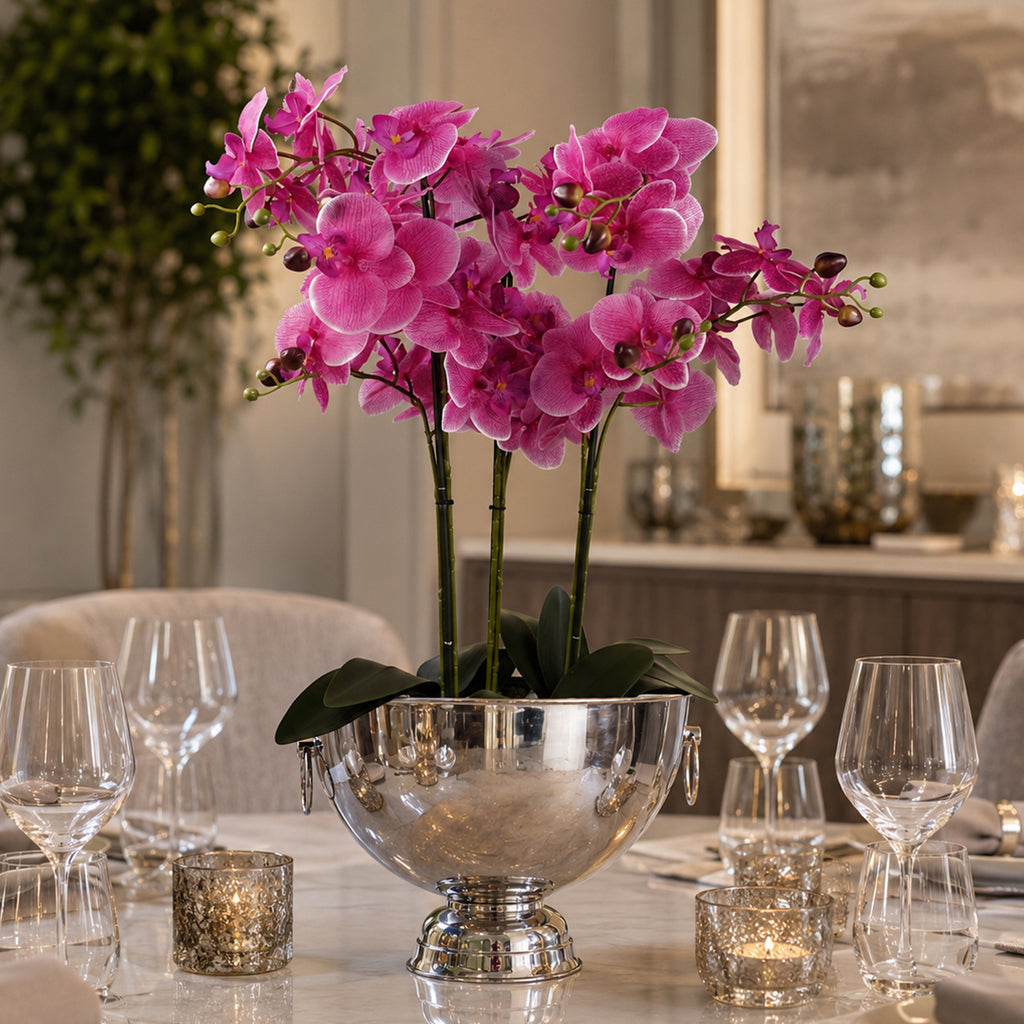 29cm XL Silver Champagne Bowl Metal Planter - Premium Quality
