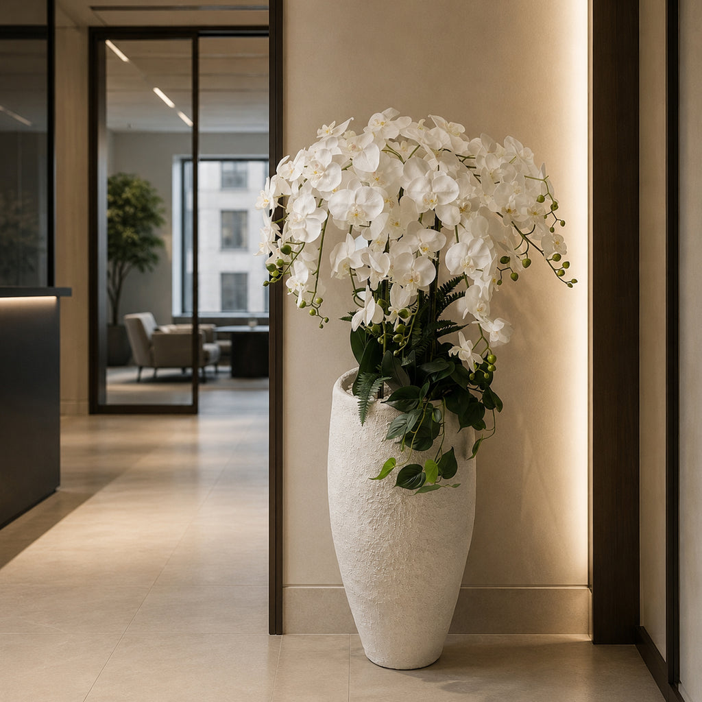 150cm White Orchid Potted Display Artificial - Premium Quality