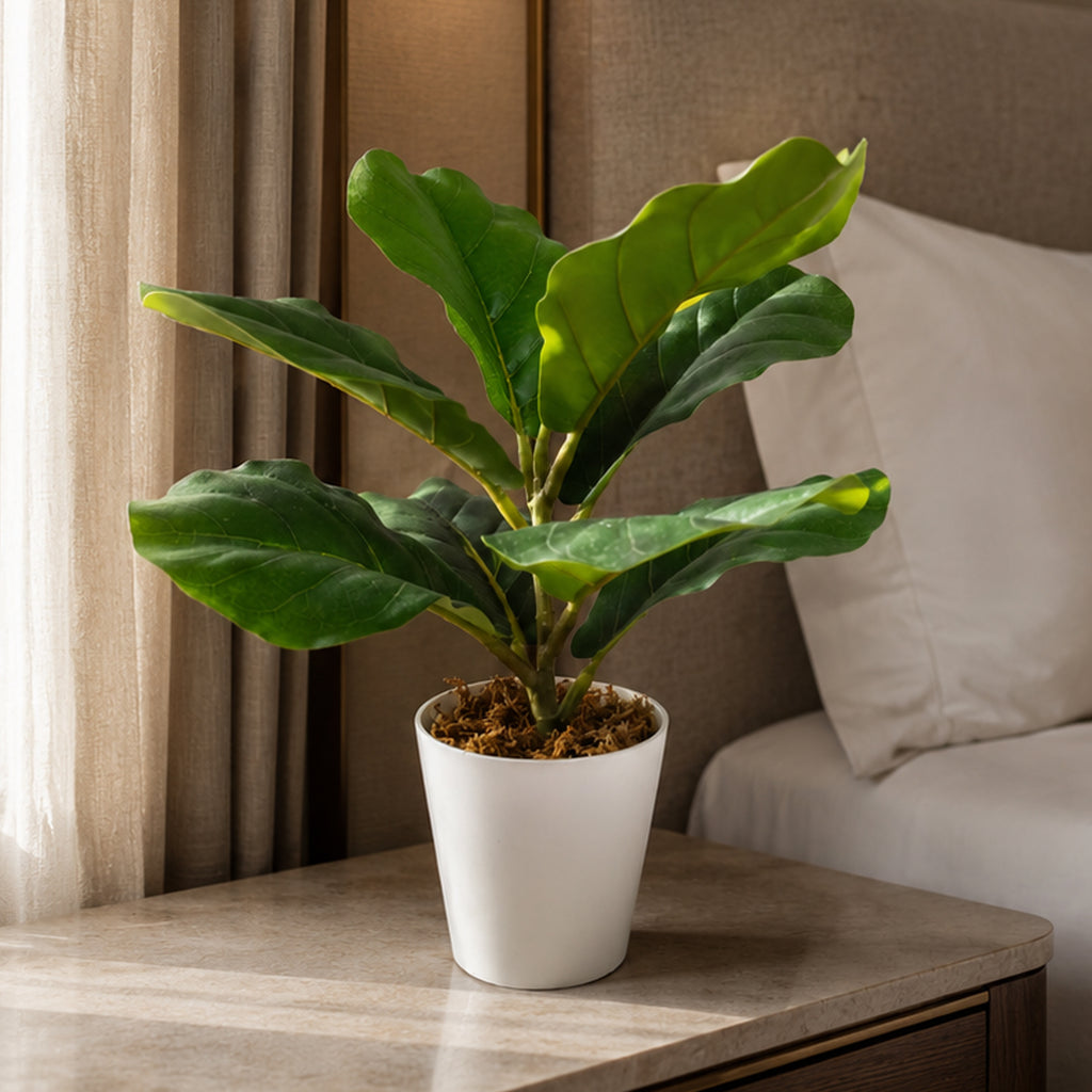 38cm Potted Artificial Fiddle Fig Plant - Premium Quality