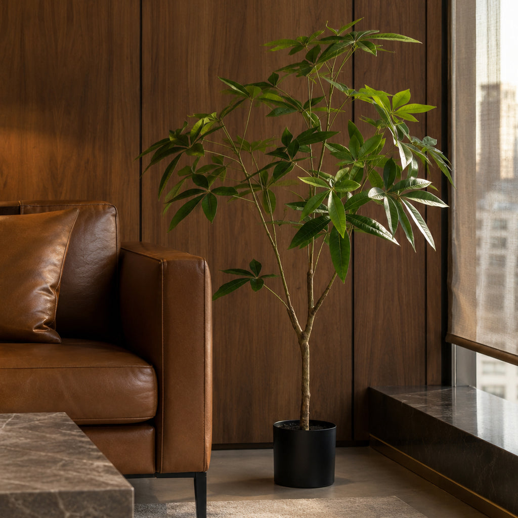 120cm Artificial Money Plant Pachira Realistic Faux Tree - Premium Quality