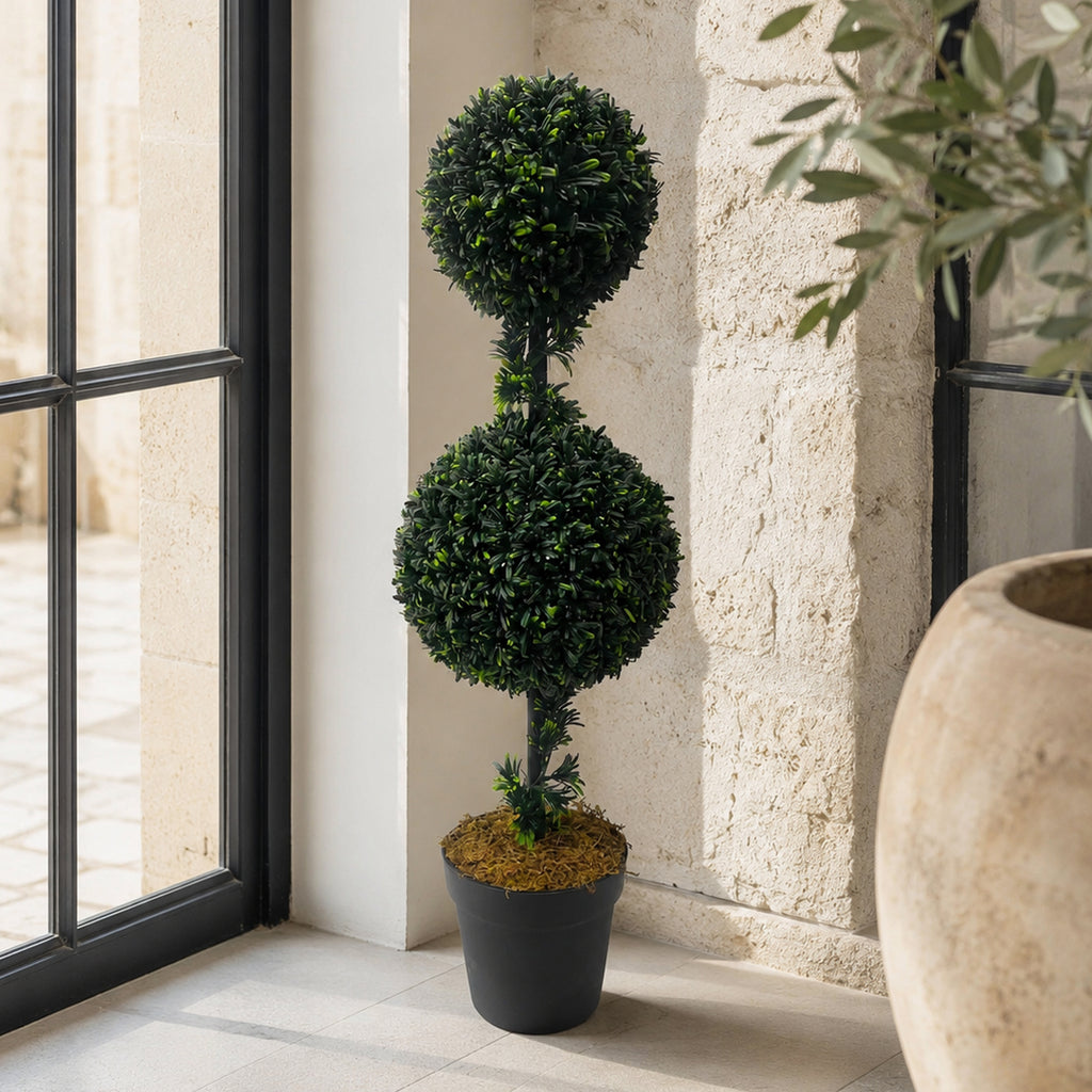90cm Podocarpus Double Ball Topiary Tree Artificial - Premium Quality