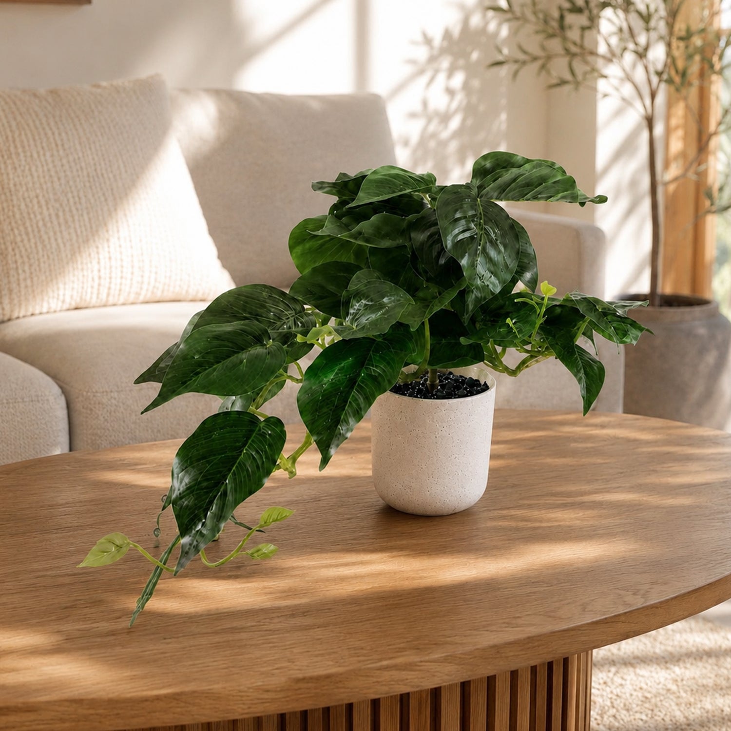 30cm Artificial Mini Pothos in Decorative White Pot - Premium Quality