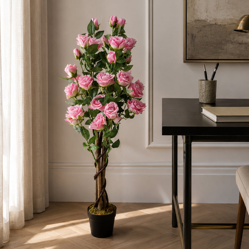 105cm Artificial Pink Rose Tree - Premium Quality