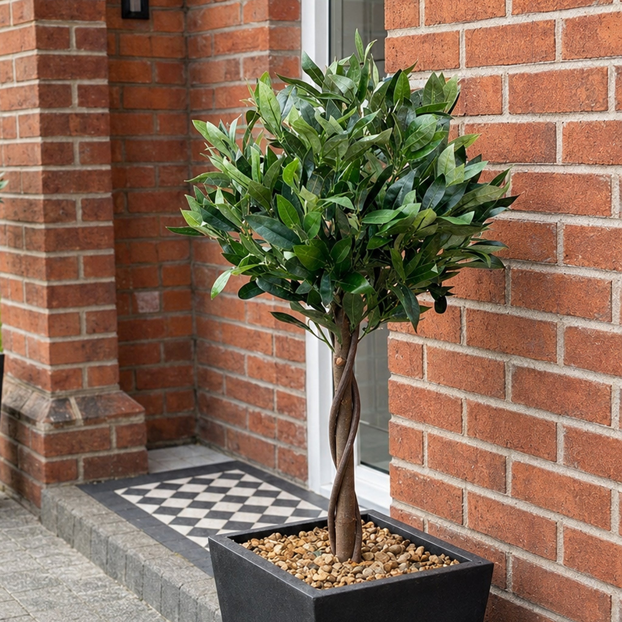 Pair of 120cm (4ft) Twist Natural Artificial Topiary Bay Laurel Ball Trees