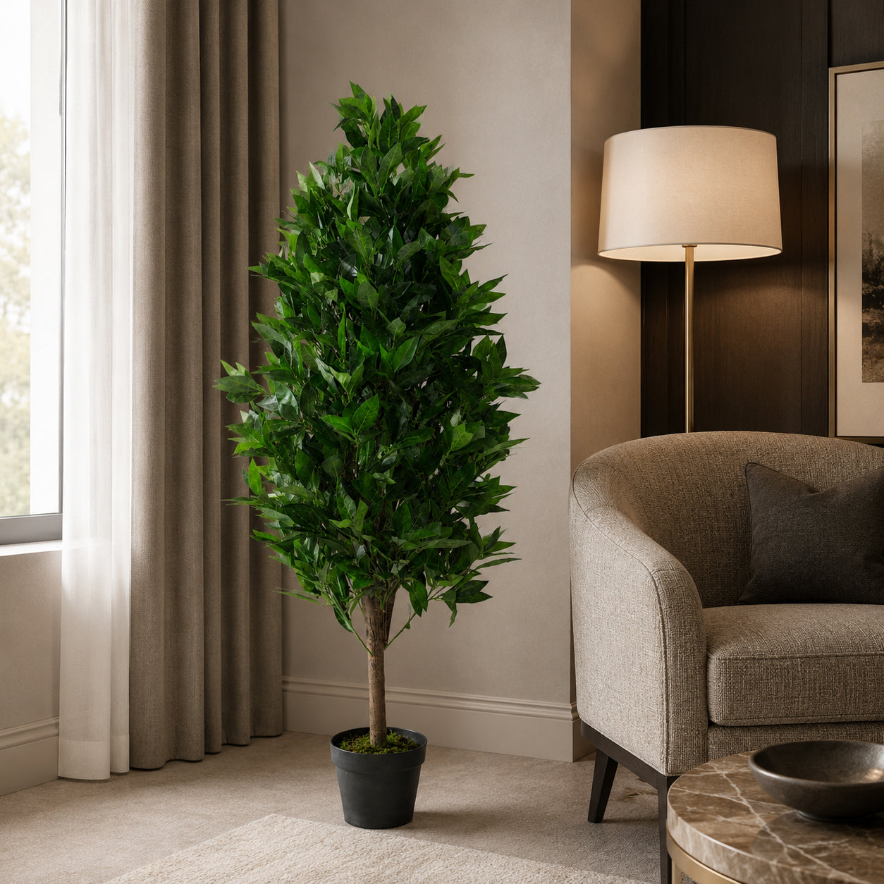 120cm Leaf Realistic Artificial Bay Cone Laurel Topiary