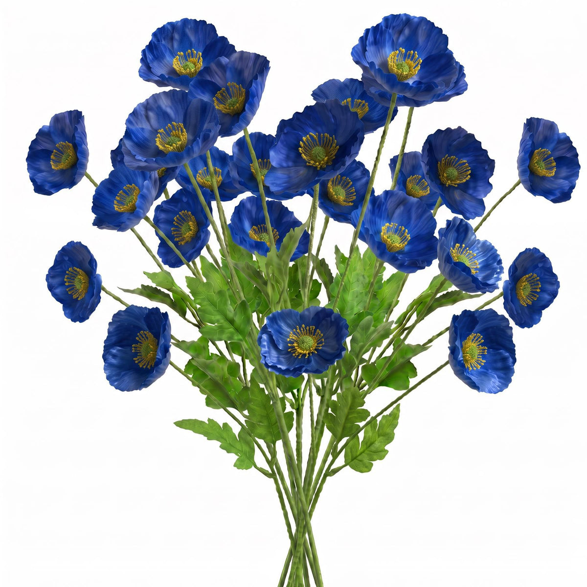 Faux Poppy Flower Sprays, 60cm with 4 Blooms - Set of 6