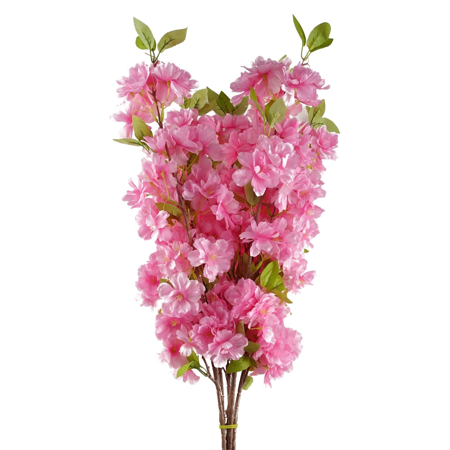 Pack of 6 x 100cm Pink Artificial Blossom Stem - Premium Quality