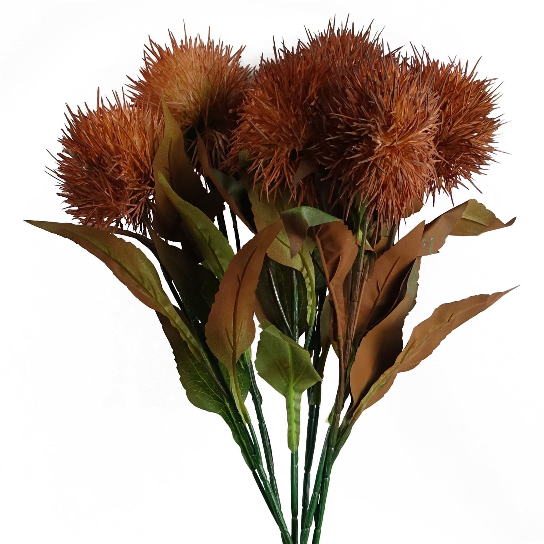 Pack of 6 x 70cm Globe Thistle Yellow Ball Artificial Flower Stem - Premium Quality