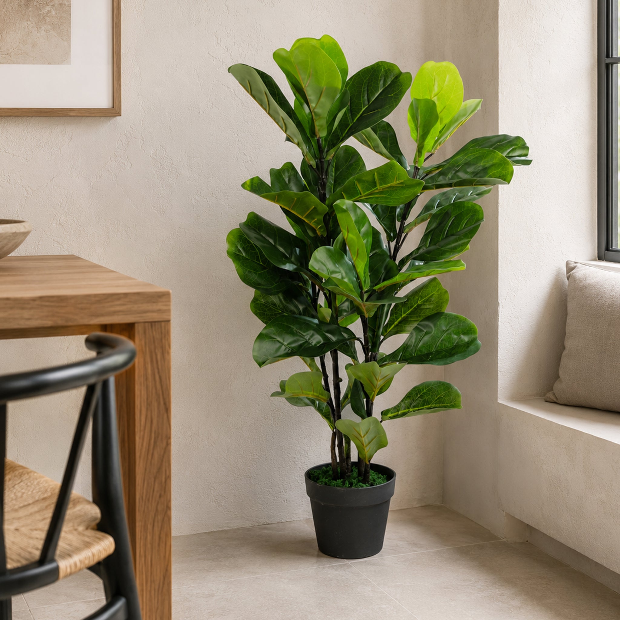 90cm Leaf Design UK Artificial Realistic Plant Fiddle Fig Tree