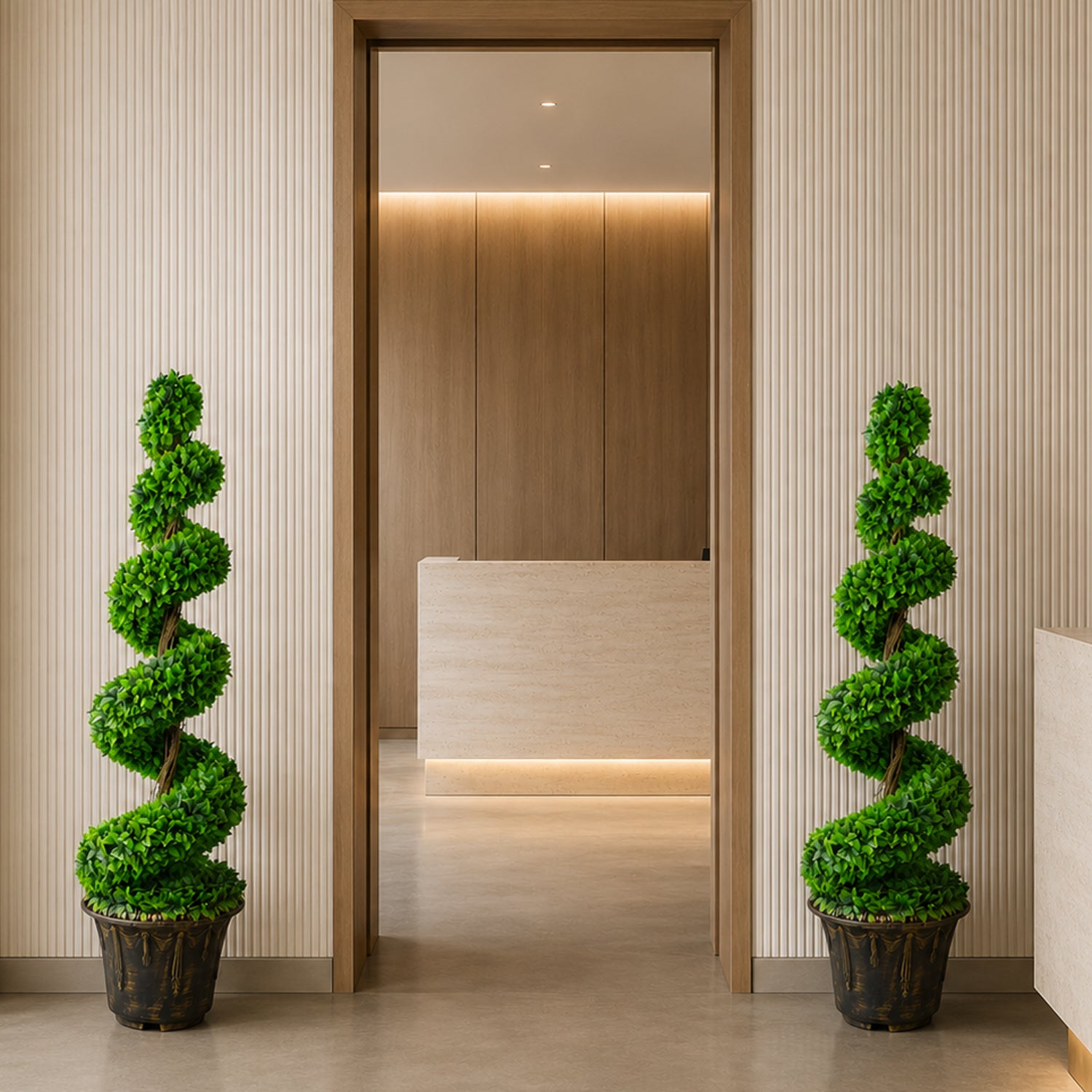 120cm Artificial Green Large Botanik Spiral with Decorative Planter - Premium Quality