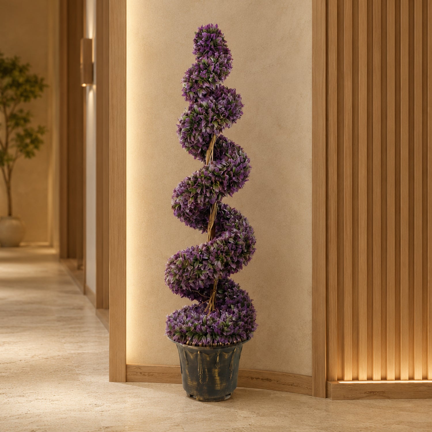 120cm Artificial Purple Large Botanik Spiral with Decorative Planter - Premium Quality
