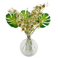 65cm Artificial Tropical Orchid Display with Glass Ball Vase - Premium Quality