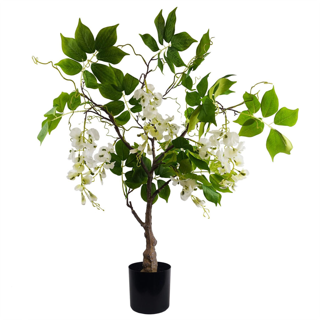 90cm Artificial White Wisteria Bush - Premium Quality