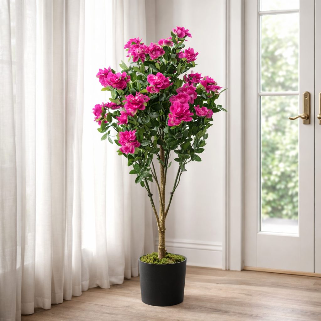 100cm Premium Artificial Azalea Pink Flowers Potted Plant