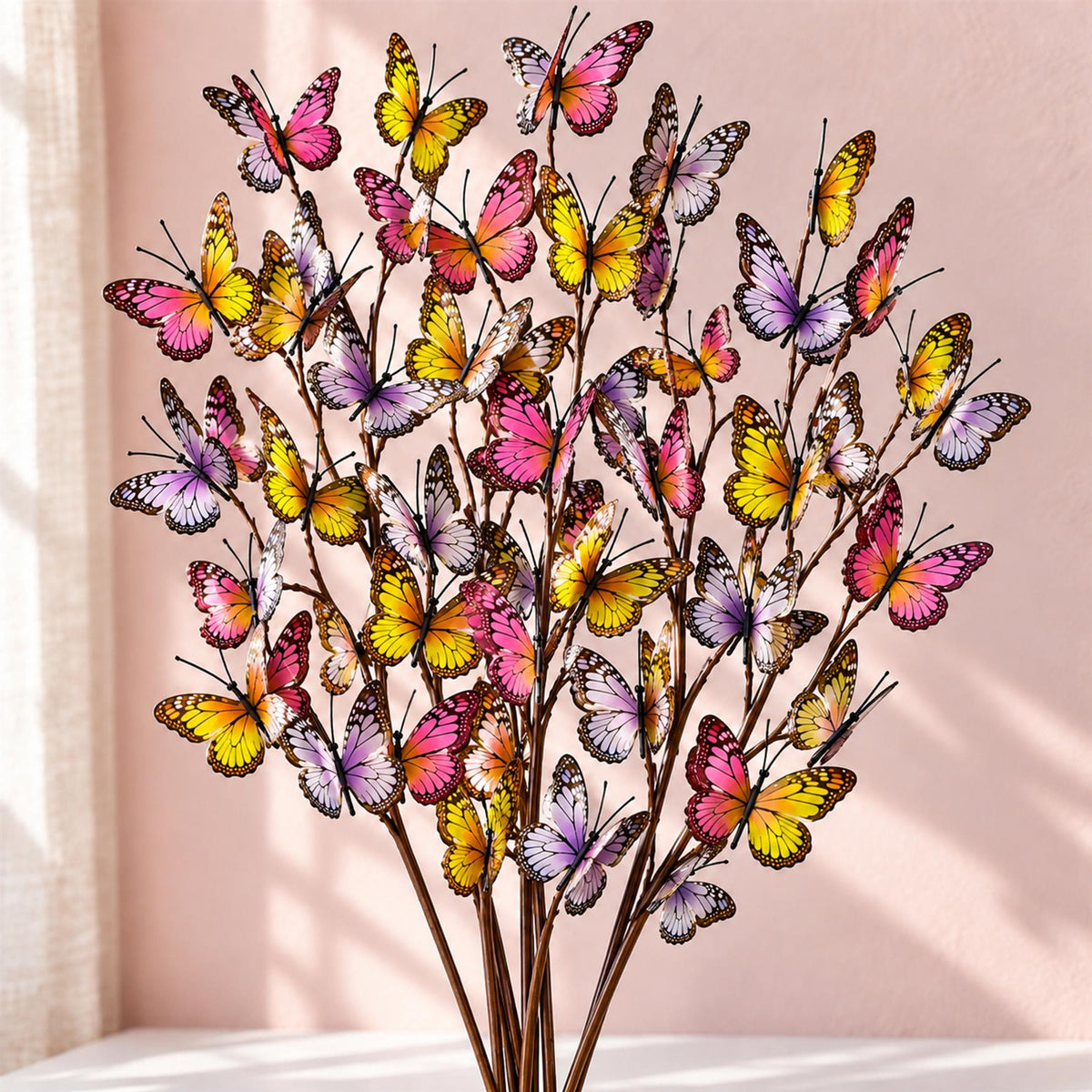 Faux Butterfly Branch Sprays for Easter and Spring Decor, 53cm - Set of 6