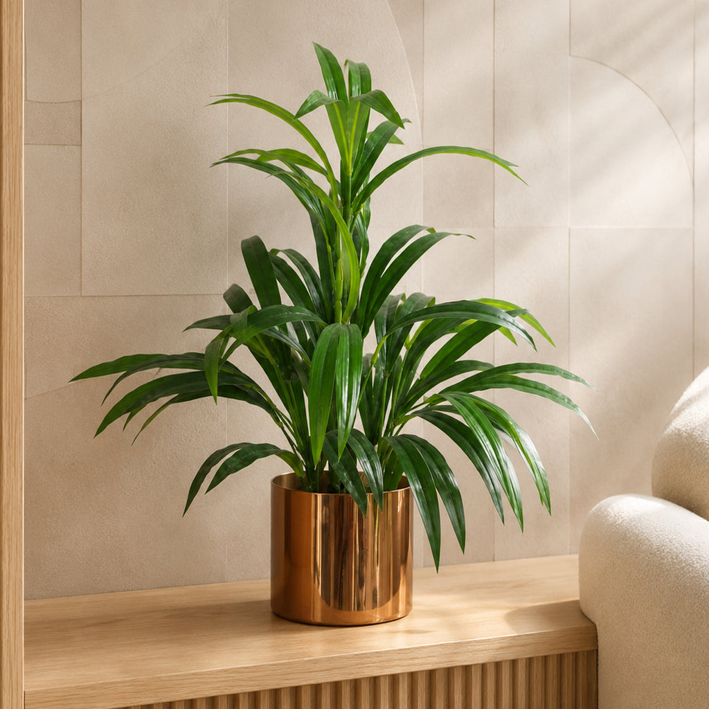 65cm Artificial Bamboo Botanik Shrub with Brushed Copper Planter - Premium Quality
