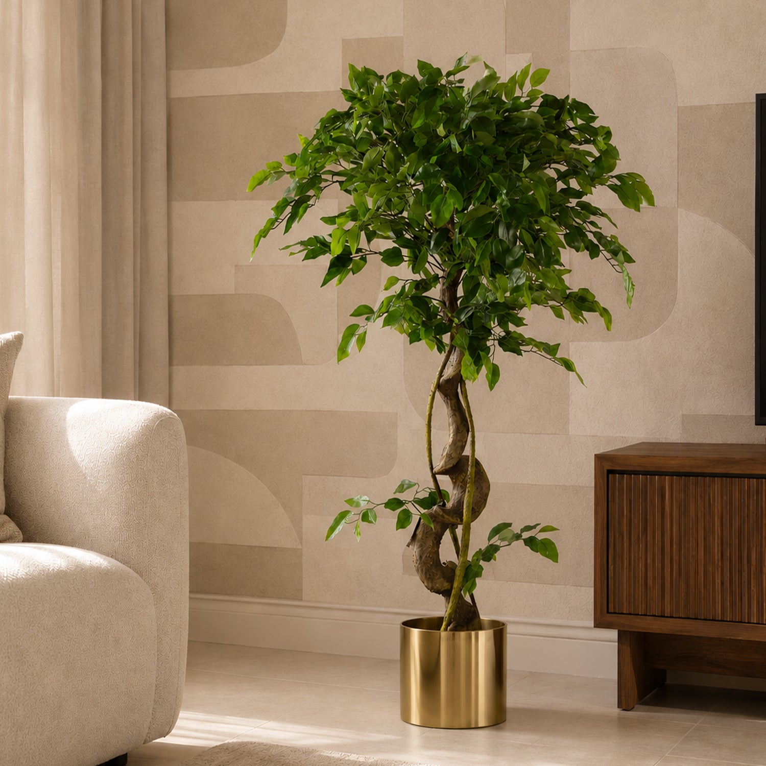120cm Twisted Trunk Artificial Japanese Fruticosa Style Ficus Tree
