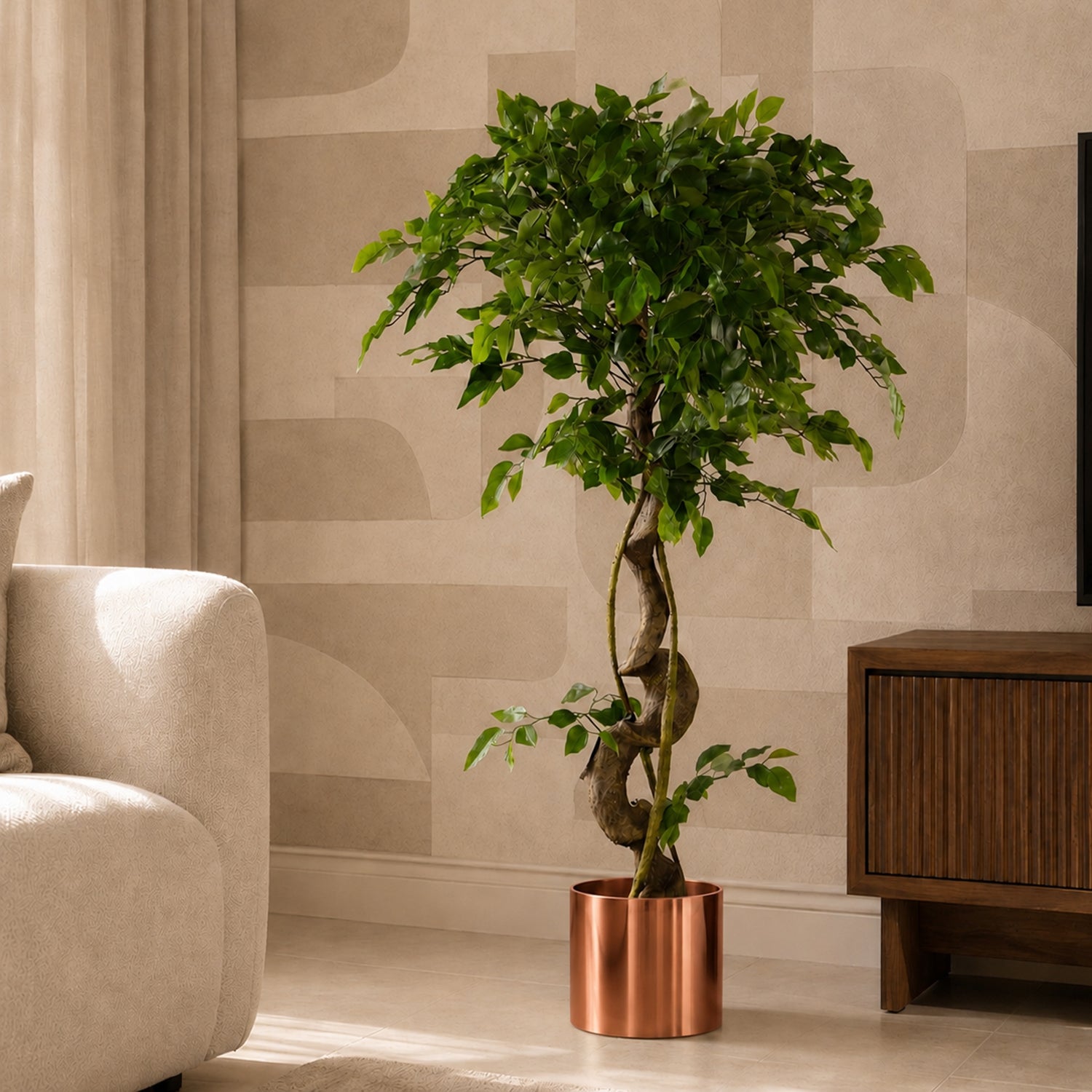 120cm Twisted Trunk Artificial Japanese Fruticosa Style Ficus Tree