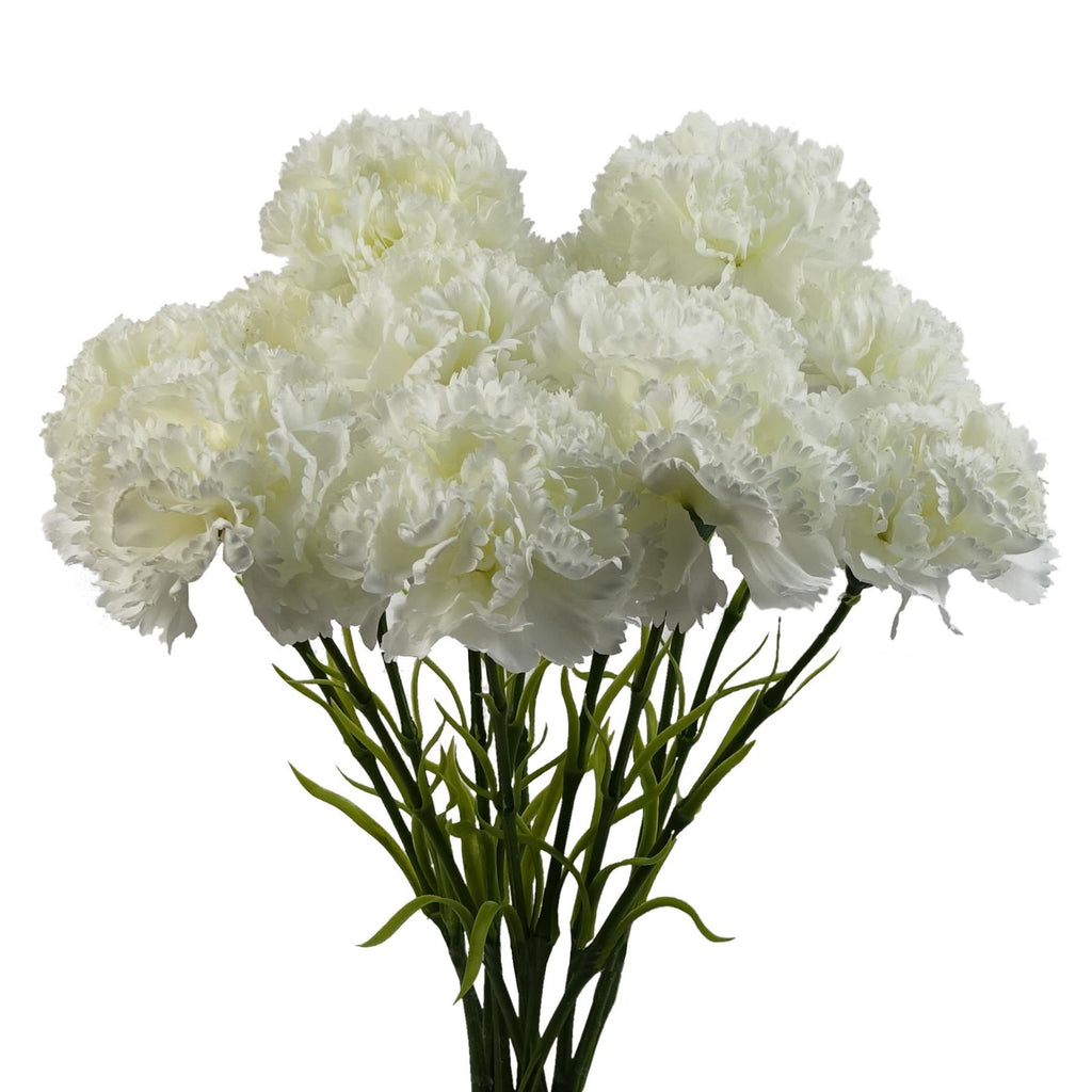 12 x White Carnation Artificial Flowers - Premium Quality