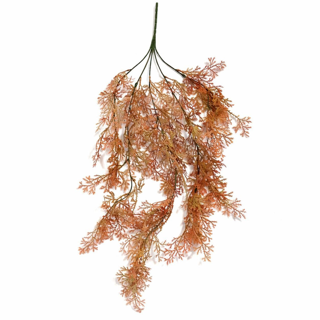 80cm Artificial Coral Fern Trailing Plant Autumn Orange Hanging Foliage - Premium Quality