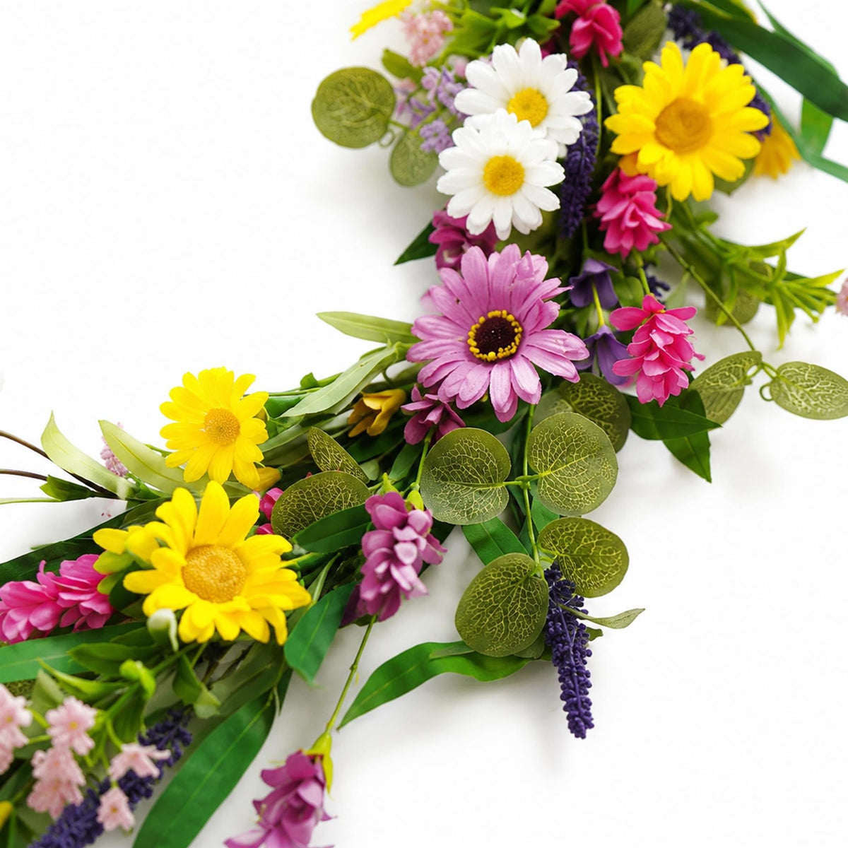 Sunflower and Daisy Faux Flower Garland, 155cm Summer Wildflower Vine