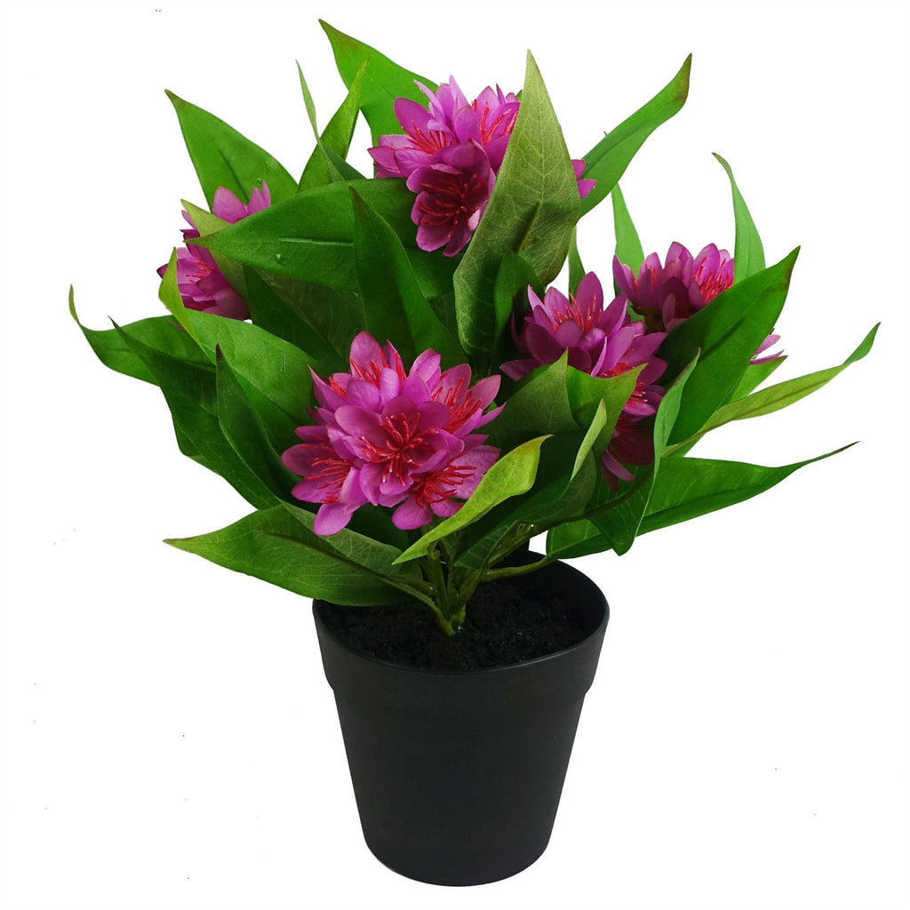 18cm Artificial Freesia Plant Dark Pink Flowering - Premium Quality