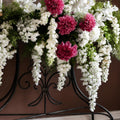 Set of 6 Faux White Wisteria Sprays, 110cm Long Cascading Flower Stems
