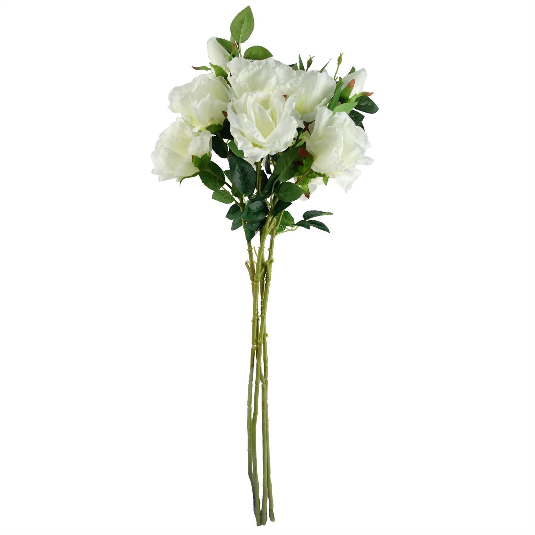 Pack of 6 x 80cm Artificial White Rose Stem - 18 flowers - Premium Quality