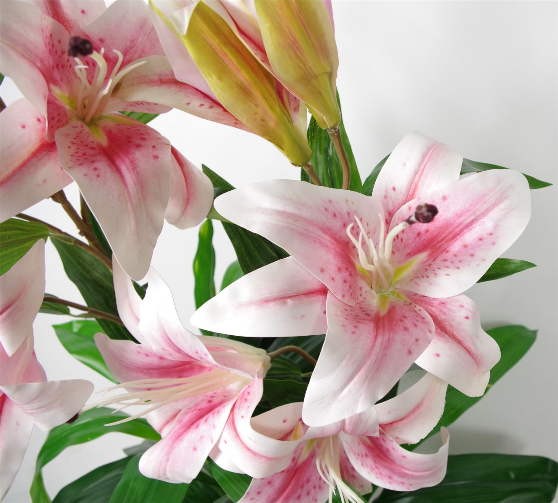 90cm (3ft) Artificial Lily Stargazer Style Lillies Plant Large Flowers Pink