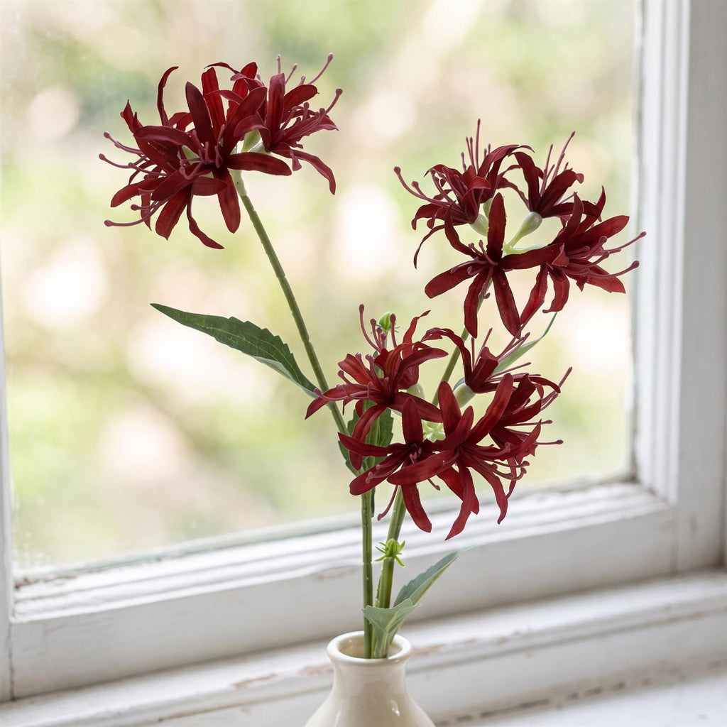 Faux Spider Lily Stems, 72cm with 3 Flower Heads - Set of 6